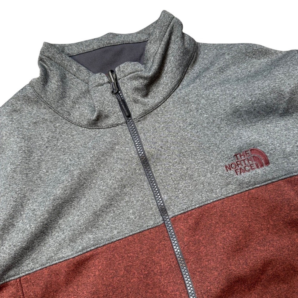 The North Face Mens Colorblock Fleece Jacket Zip Up Gray Red Men's XL Windwall